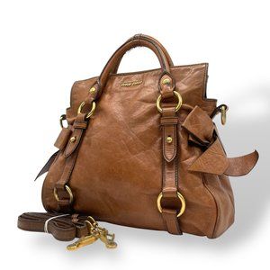 MIU MIU Vintage Brown Leather Shoulder Bag